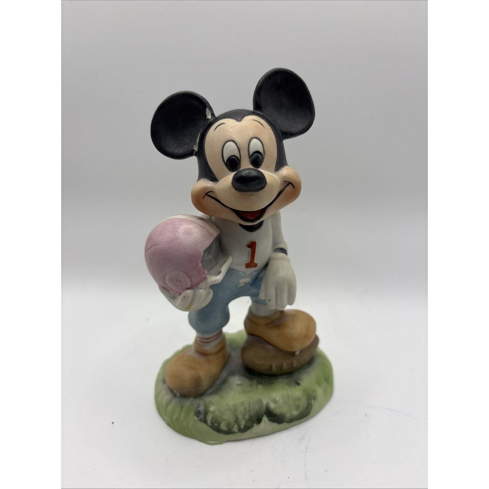 Vintage Mickey Mouse Walt Disney Productions Football Porcelain Figurine #1 READ